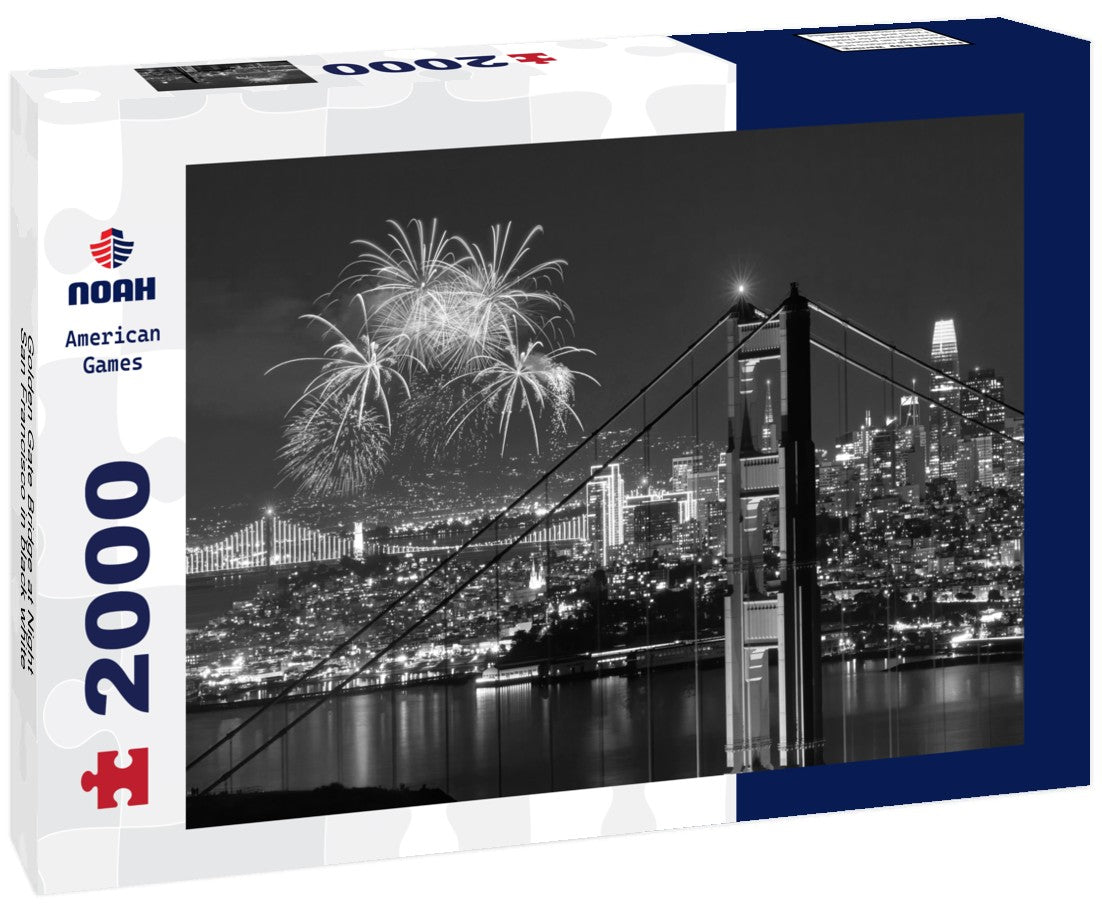 Noah Jigsaw Puzzle Golden Gate Bridge at Night, San Francisco in black white 2000 pieces