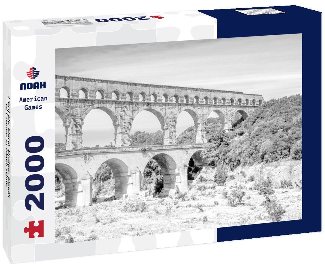 Noah Jigsaw Puzzle Pont Du Gard, Bridge, South of France in black white 2000 pieces