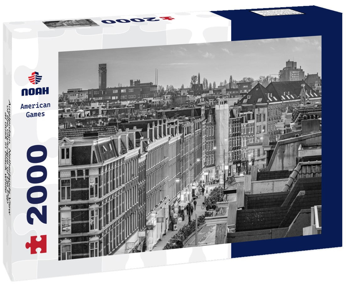 Noah Jigsaw Puzzle Amsterdam, Netherlands View of the cityscape of De Pijp at dusk in black white 2000 pieces