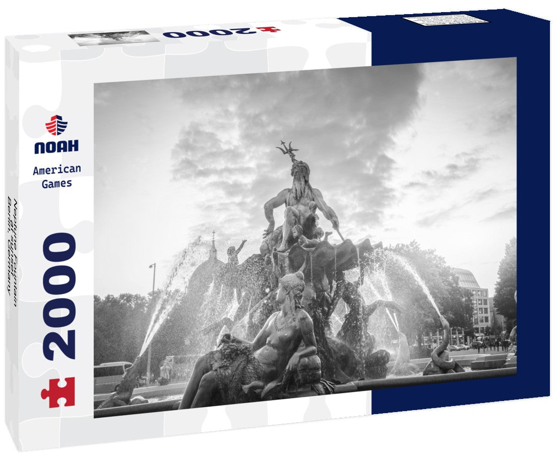 Noah Jigsaw Puzzle Neptune Fountain at sunset - Berlin, Germany in black white 2000 pieces