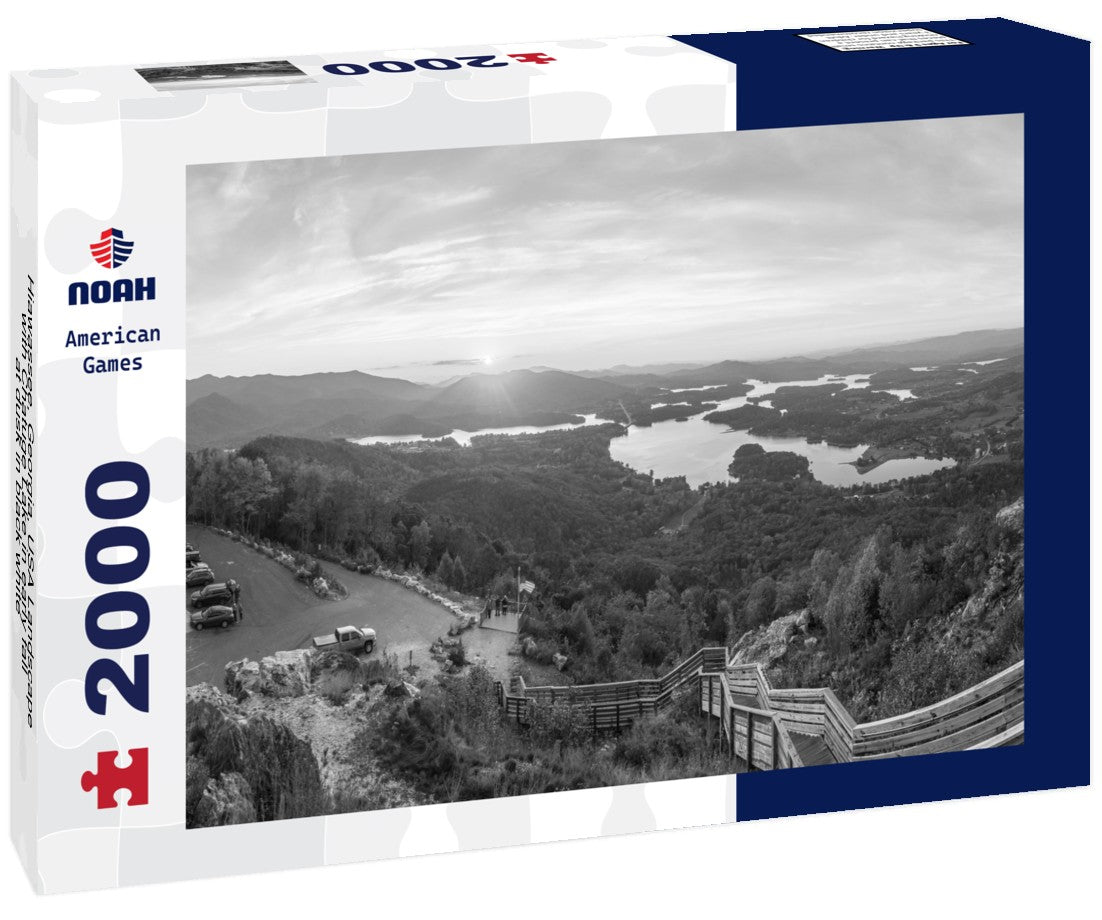 Noah Jigsaw Puzzle Hiawassee, Georgia, USA Landscape with Chatuge Lake in early fall at dusk in black white 2000 pieces