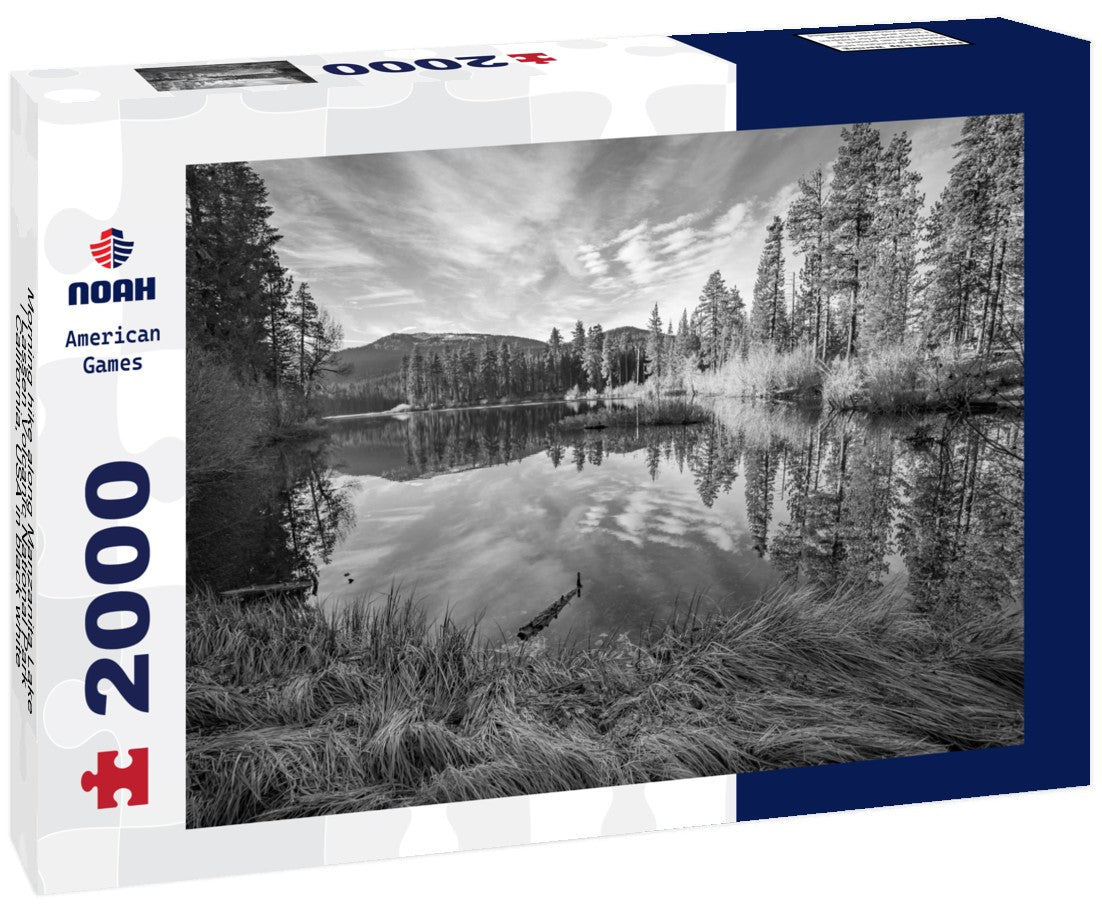 Noah Jigsaw Puzzle Morning hike along Manzanita Lake | Lassen Volcanic National Park, California, USA in black white 2000 pieces
