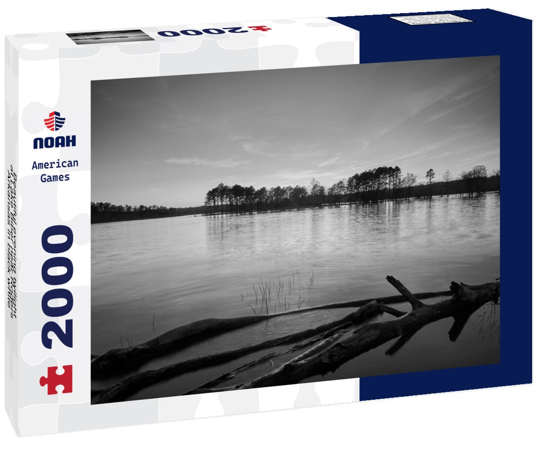 Noah Jigsaw Puzzle Beautiful evening twilight at Lake Biber near Rogers, Arkansas in black white 2000 pieces