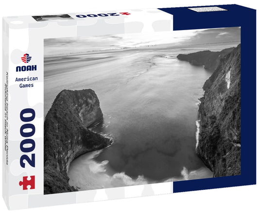 Noah Jigsaw Puzzle Kelingking beach in Nusa Penida, Indonesia in black white 2000 pieces