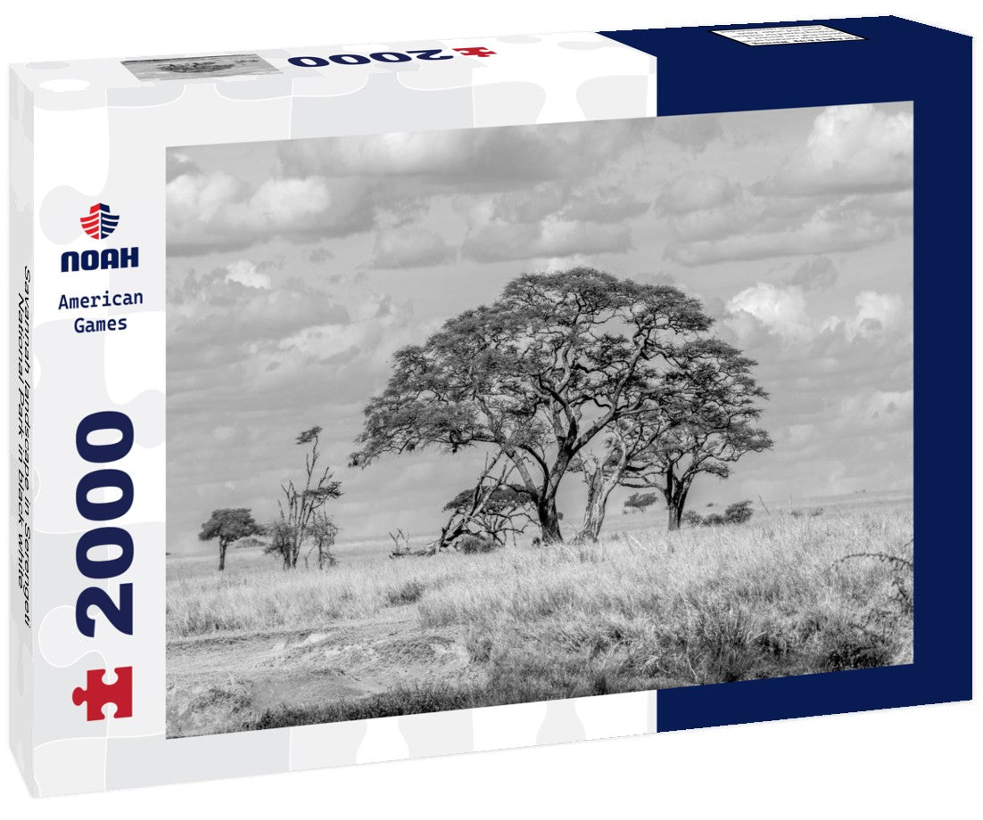 Noah Jigsaw Puzzle Savannah landscape in Serengeti National Park in black white 2000 pieces