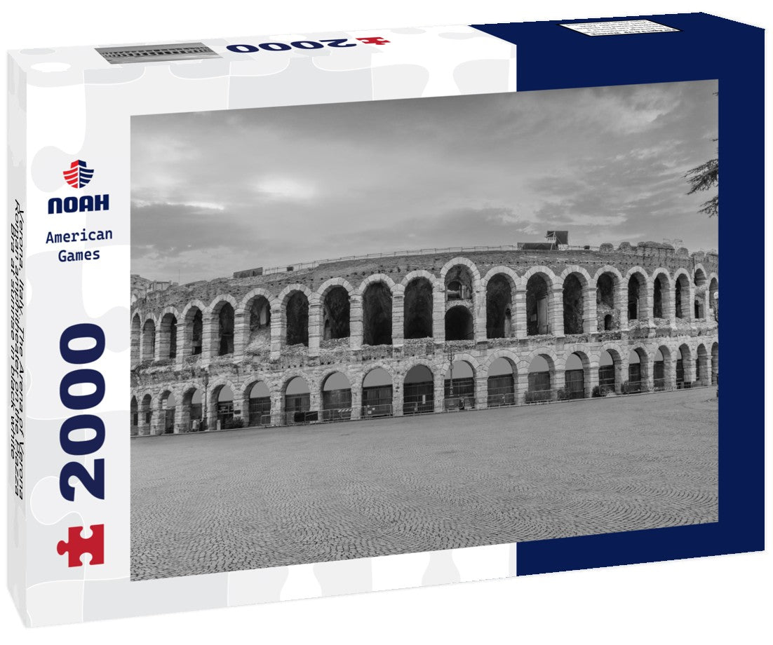 Noah Jigsaw Puzzle Verona, Italy. The Arena of Verona, Roman amphitheater on the Piazza Bra at sunrise in black white 2000 pieces
