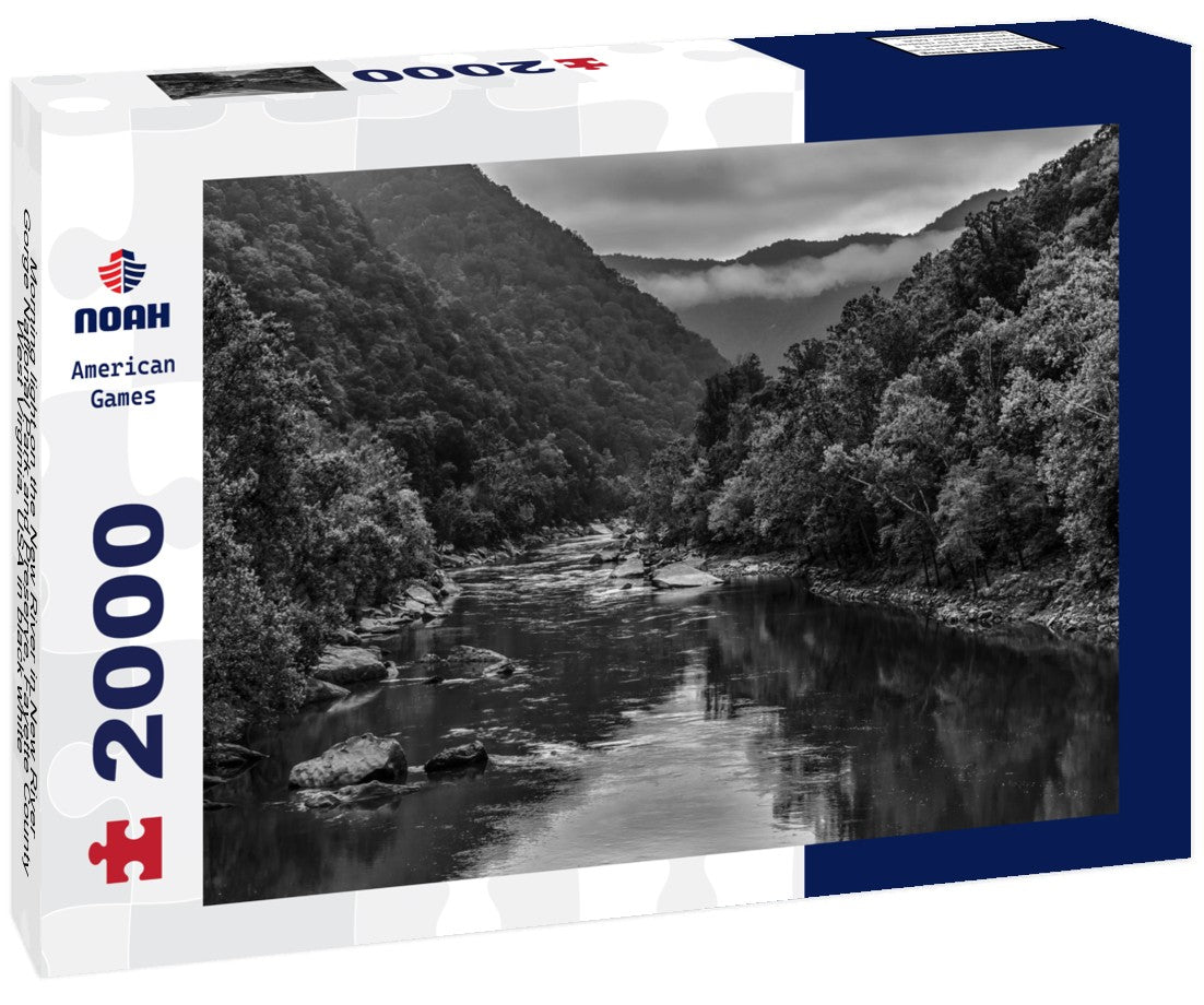 Noah Jigsaw Puzzle Morning light on the New River in New River Gorge National Park and Preserve, Fayette County, West Virginia, USA in black white 2000 pieces