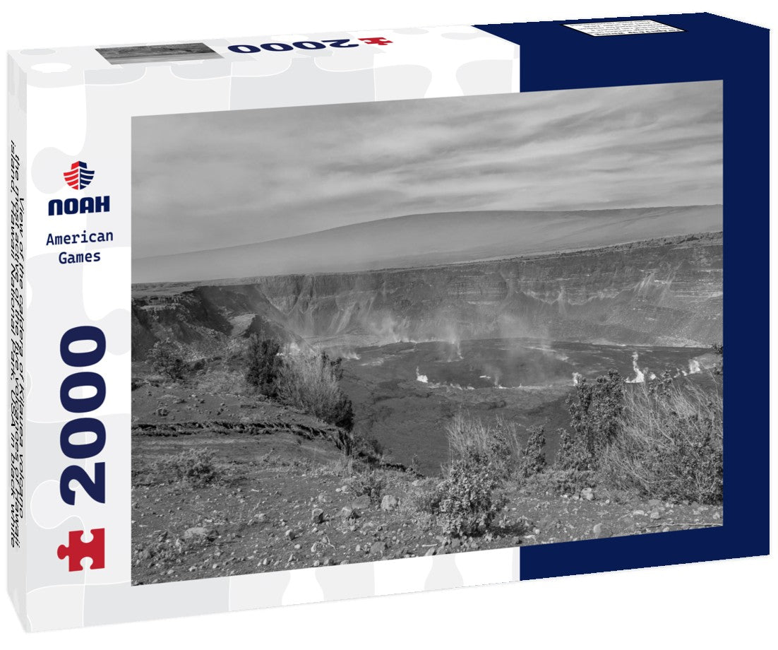 Noah Jigsaw Puzzle View of the caldera of Kilauea volcano, the most active of the five volcanoes of Hawaii island, Hawaii National Park, USA in black white 2000 pieces