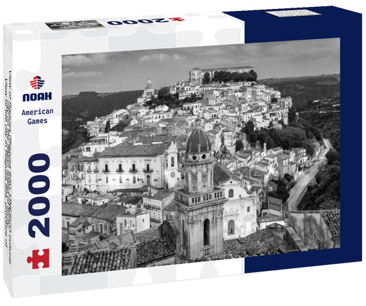 Noah Jigsaw Puzzle View of Ragusa (Ragusa Ibla), UNESCO cultural city on the Italian island of Sicily. View of the city in Ragusa Ibla, province of Ragusa, Val di Noto, Sicily, Italy in black white 2000 pieces