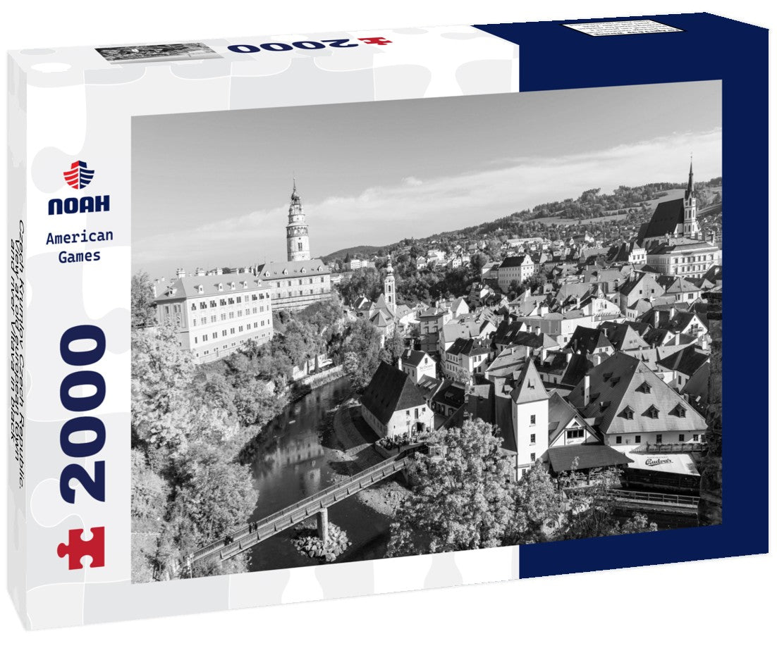 Noah Jigsaw Puzzle Czech Krumlov Czech Republic. View at old european town and river Vltava in black white 2000 pieces