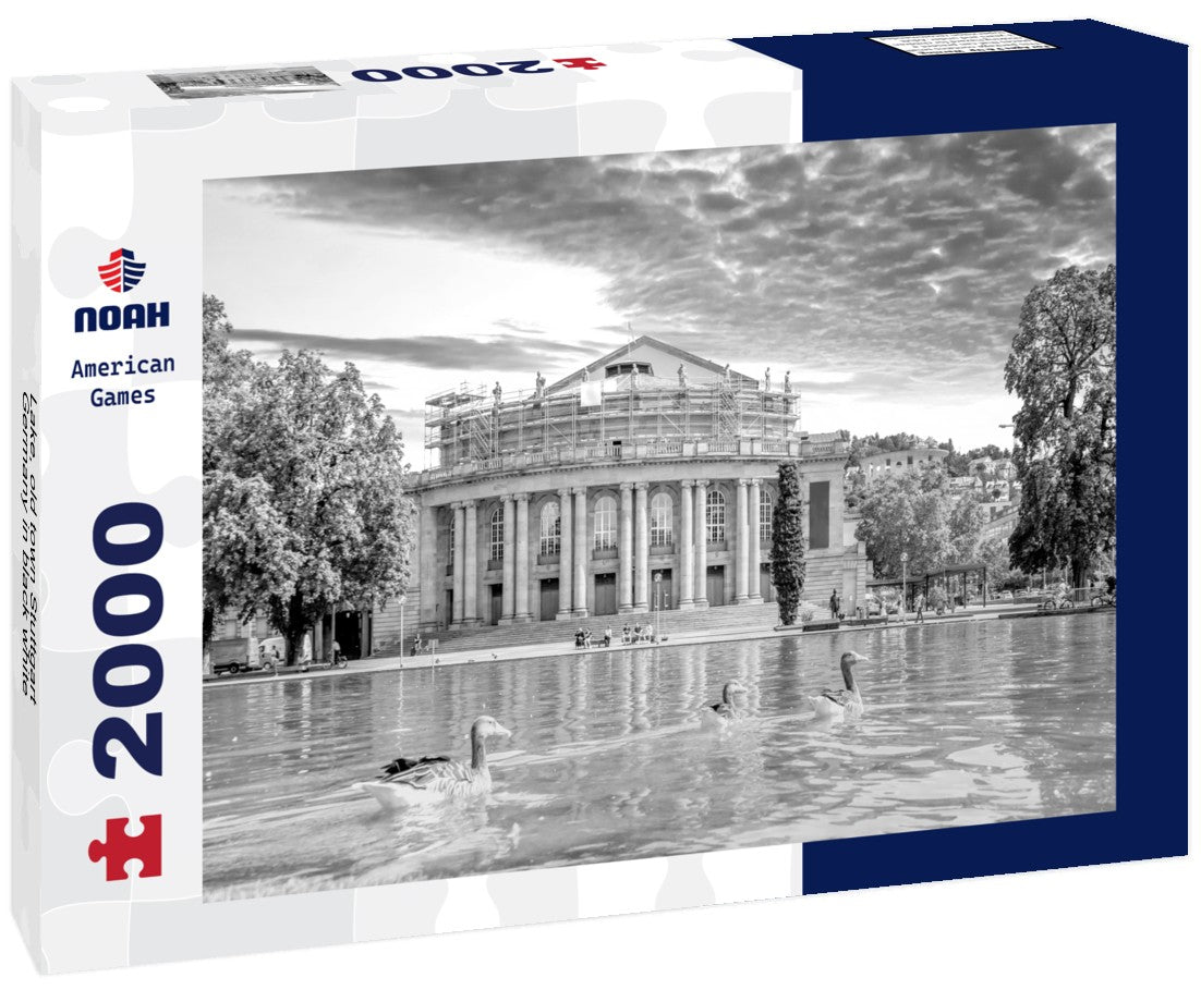 Noah Jigsaw Puzzle Lake, old town Stuttgart, Germany in black white 2000 pieces