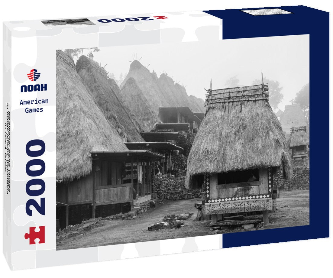 Noah Jigsaw Puzzle traditional bena village in flores island, indonesia in black white 2000 pieces