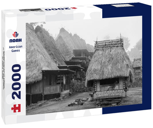 Noah Jigsaw Puzzle traditional bena village in flores island, indonesia in black white 2000 pieces