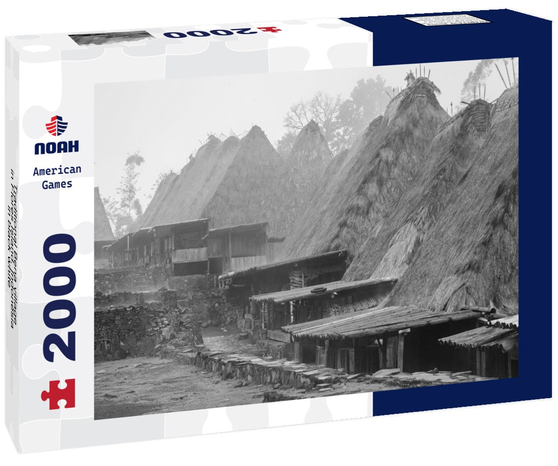Noah Jigsaw Puzzle Traditional Bena village in Flores Island, Indonesia in black white 2000 pieces