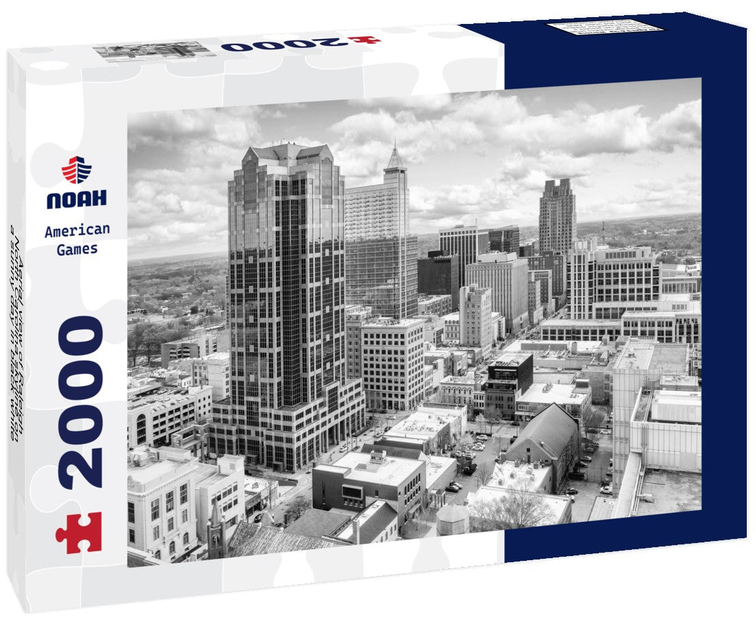 Noah Jigsaw Puzzle Aerial view of Raleigh, North Carolina skyline on a sunny day in black white 2000 pieces