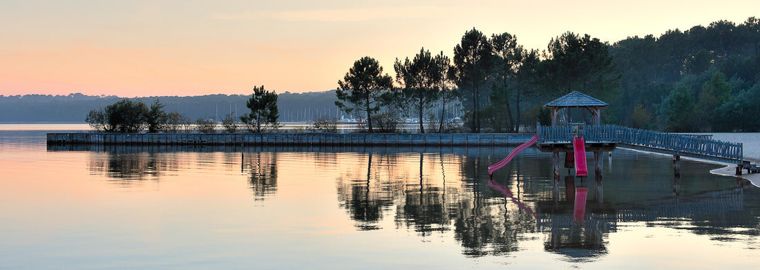 Noah Jigsaw Puzzle Lake of Biscarrosse at sunset, France, panorama Panorama 1000 Pieces