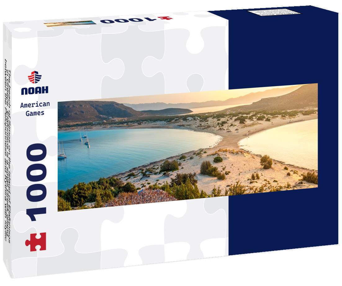 Noah Jigsaw Puzzle The beach of Simos on the island of Elafonisos in Greece. Elafonisos is a small Greek island between the Peloponnese and Kythira with idyllic exotic beaches and waters, panorama Panorama 1000 Pieces