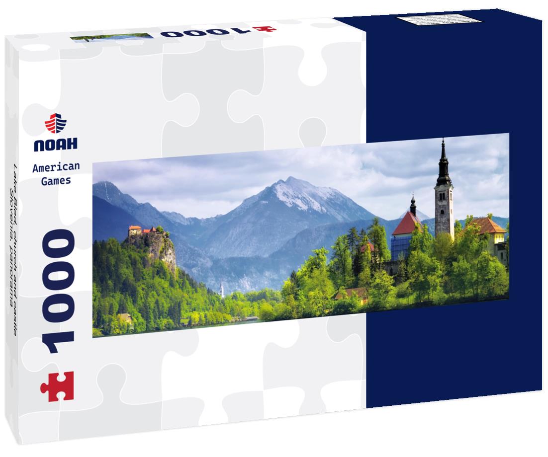 Noah Jigsaw Puzzle Lake Bled, church and castle, Slovenia, panorama Panorama 1000 Pieces