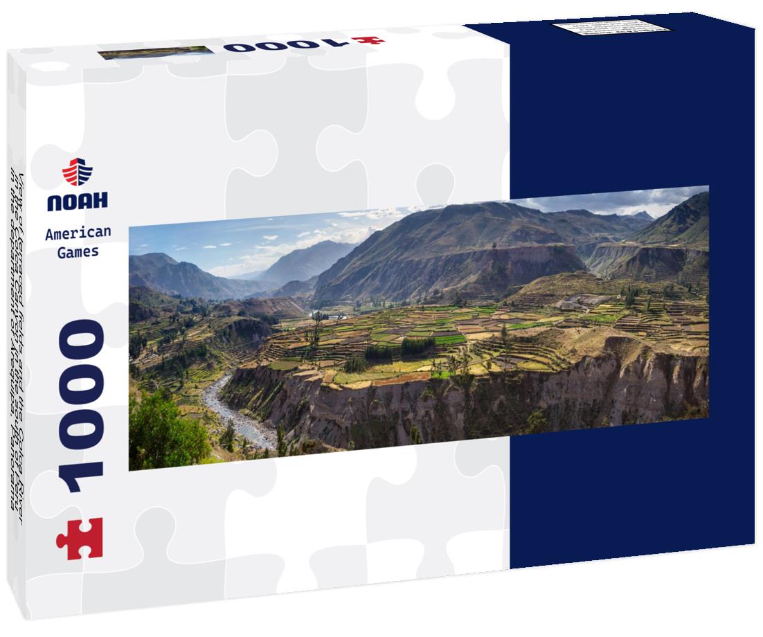 Noah Jigsaw Puzzle View of terraced fields and the Colca River in the Colca Canyon in the south of Peru, in the department of Arequipa, Panorama Panorama 1000 Pieces