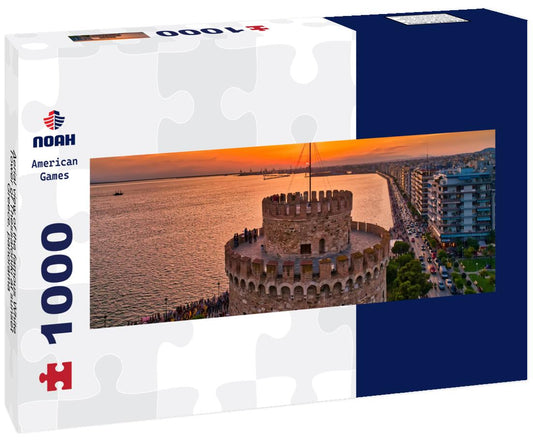 Noah Jigsaw Puzzle Aerial view of the famous White Tower of Thessaloniki at sunset, Greece, panorama Panorama 1000 Pieces