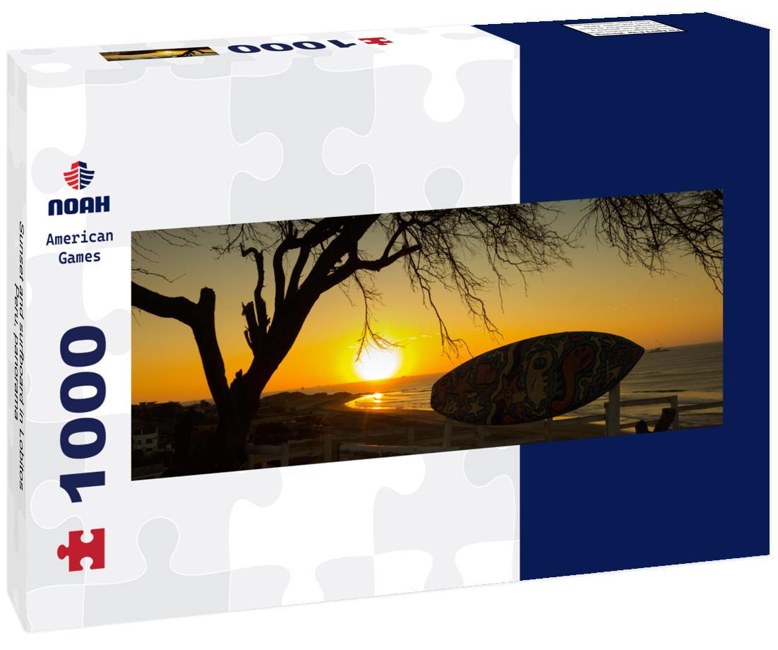 Noah Jigsaw Puzzle Sunset and surfboard in Lobitos, Peru, panorama Panorama 1000 Pieces