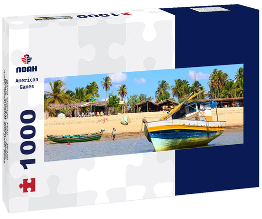 Noah Jigsaw Puzzle Barra Grande, Piauí, Brazil. Boats, shallow water, beach, rustic restaurants and palm trees, panorama Panorama 1000 Pieces