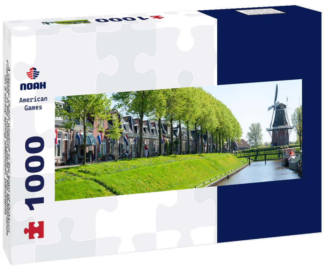 Noah Jigsaw Puzzle A classic Dutch windmill in the town of Dokkum, Friesland, in the northern parts of the Netherlands, on a sunny spring afternoon, panorama Panorama 1000 Pieces