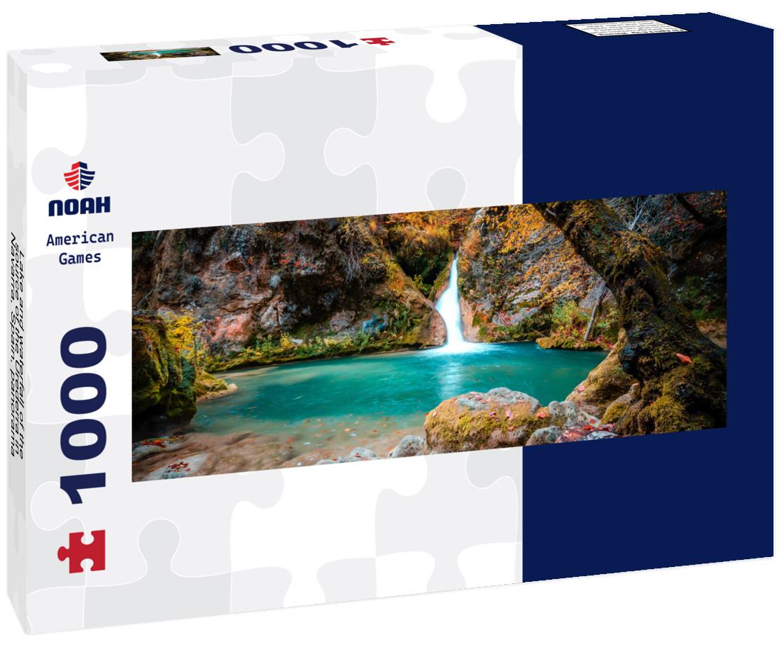 Noah Jigsaw Puzzle Lake and waterfall of the source of the Urederra in Navarra, Spain, panorama Panorama 1000 Pieces