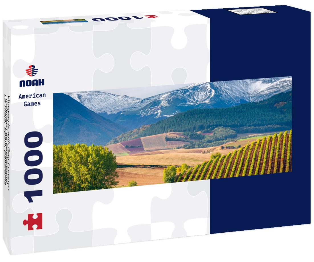 Noah Jigsaw Puzzle Vineyards with San Lorenzo mountain as background, La Rioja, Spain, panorama Panorama 1000 Pieces
