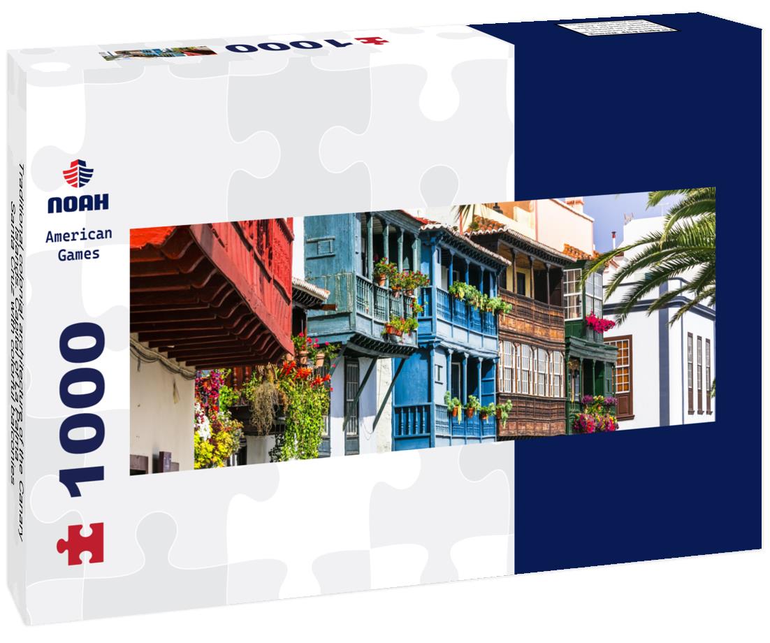 Noah Jigsaw Puzzle Traditional colonial architecture of the Canary Islands. Capital of La Palma - Santa Cruz with colorful balconies, panorama Panorama 1000 Pieces