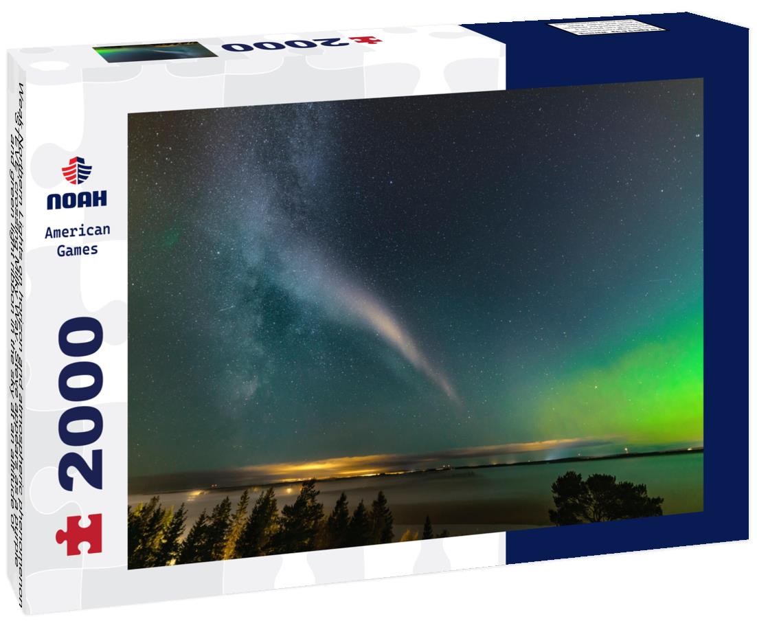 Noah Jigsaw Puzzle Weak Northern Lights on horizon and atmospheric phenomenon 'STEVE' crossing Milky Way 2000 pieces