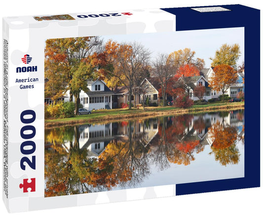 Noah Jigsaw Puzzle Autumn in a city background,  Midwest USA, Wisconsin. Classic american middle class homes 2000 pieces