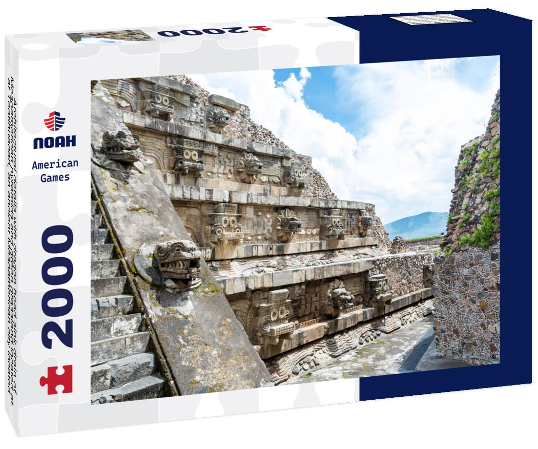 Noah Jigsaw Puzzle Architectural details with dragon head sink drain of Mesoamerican pyramids and green grassland located at at Teotihuacan, Mexico 2000 pieces