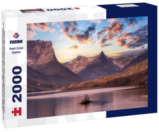 Noah Jigsaw Puzzle Beautiful Panoramic View of a Glacier Lake with American Rocky Mountain Landscape in the background 2000 pieces