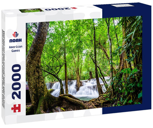 Noah Jigsaw Puzzle Waterfall and blue emerald water color in Huay Mae Khamin national park, Thailand 2000 pieces