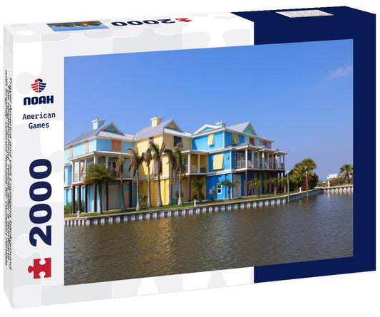 Noah Jigsaw Puzzle brightly colored houses for vacation rentals near Grand Isle State Park, Louisiana, USA 2000 pieces