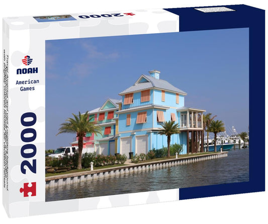 Noah Jigsaw Puzzle Neighborhood, rebuilt after a hurricane, with brightly colored houses for vacation rentals near Grand Isle State Park, Louisiana, USA 2000 pieces