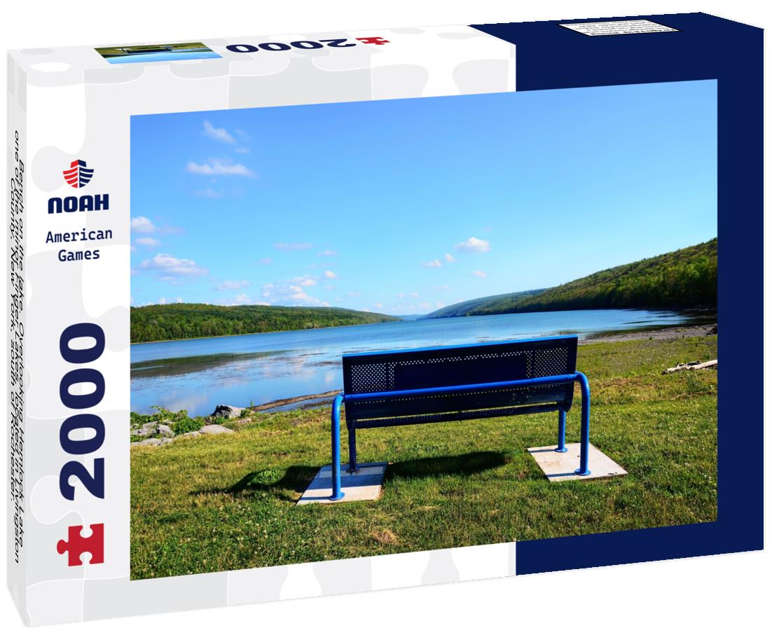 Noah Jigsaw Puzzle Bench on the lake. Overlooking Hemlock Lake, one of the minor Finger Lakes, located in Livingston County, New York, south of Rochester 2000 pieces