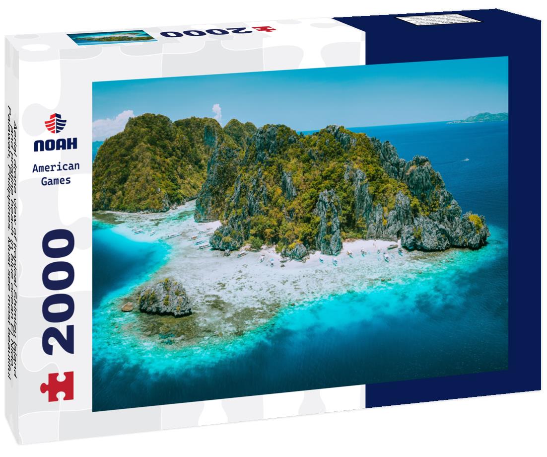 Noah Jigsaw Puzzle tropical Shimizu Island and pristine beach in blue ocean El Nido, Palawan, Philippines. Must see most beautiful famous nature spot Marine Reserve Park 2000 pieces