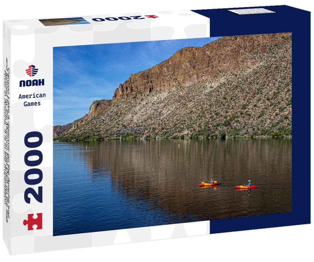 Noah Jigsaw Puzzle Canyon Lake a reservoir on the Apache trail and formed by the Mormon Flat Dam on the Salt River in Arizona. It is in the Superstition Wilderness of Tonto National Forest 2000 pieces
