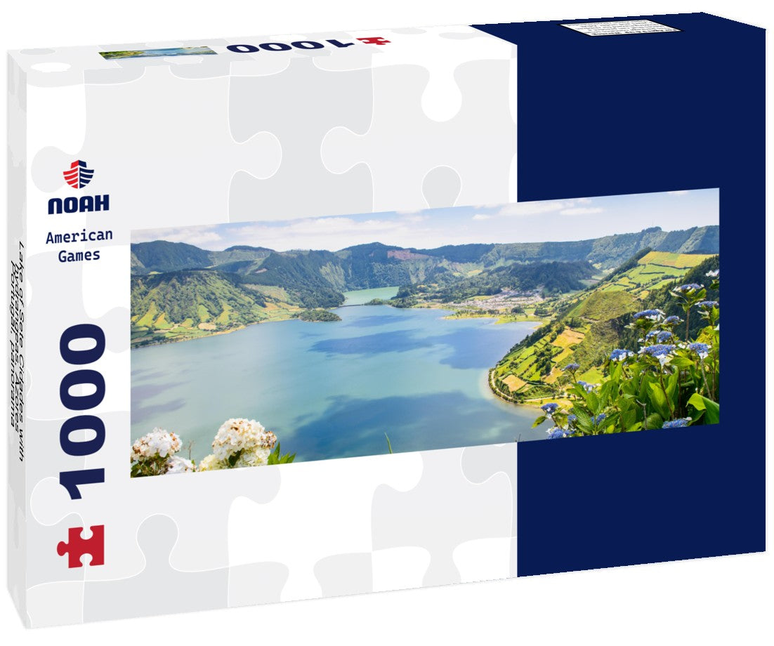 Noah Jigsaw Puzzle Lake of Sete Cidades with hydrangeas, Azores, Portugal, Panorama 1000 Pieces