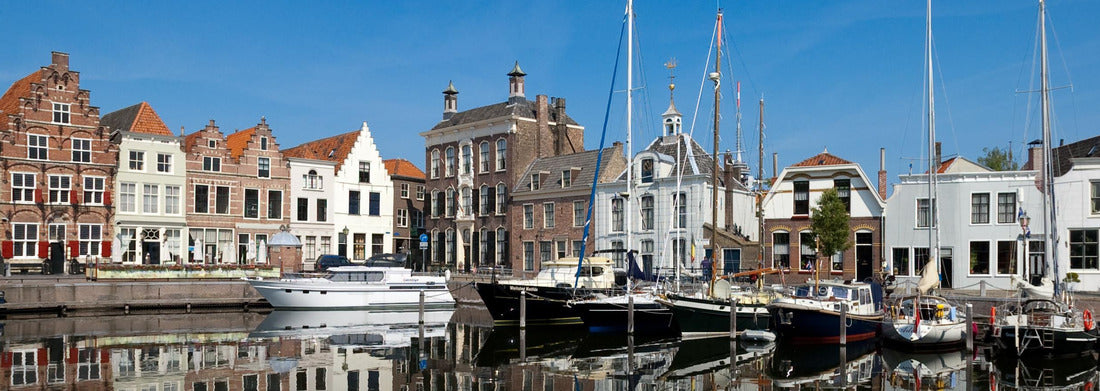 Noah Jigsaw Puzzle Boats in the city harbor of Goes, Netherlands, Panorama 1000 Pieces