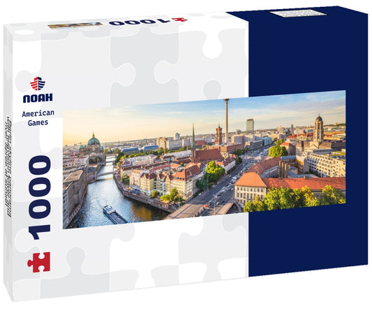 Noah Jigsaw Puzzle Berlin skyline panorama with television tower and river Spree at sunset, Germany, Panorama 1000 Pieces