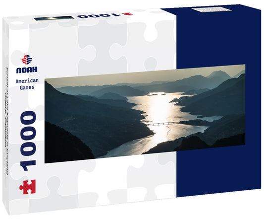 Noah Jigsaw Puzzle Sunset at Lake Kremasta in Evrytania, Greece, Panorama 1000 Pieces