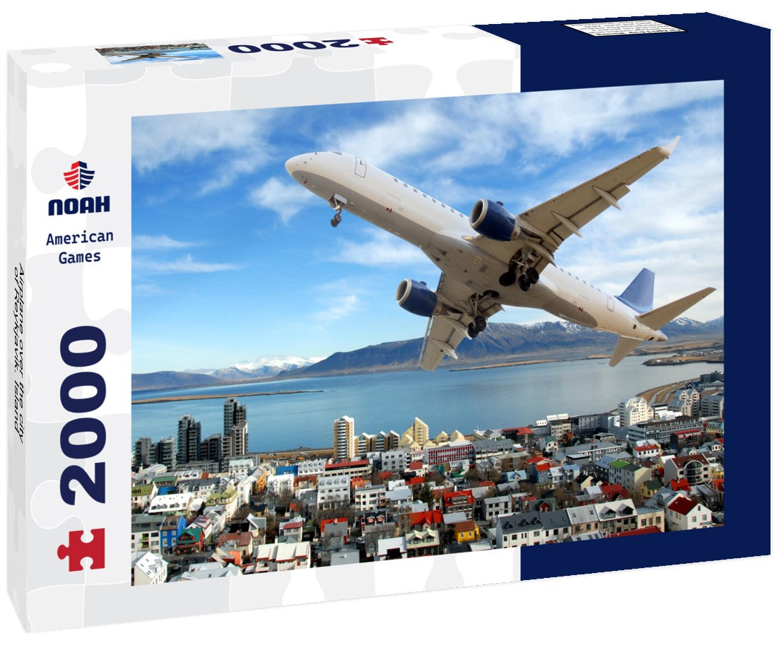 Noah Jigsaw Puzzle Airplane over the city of Reykjavik. Island 2000 Pieces