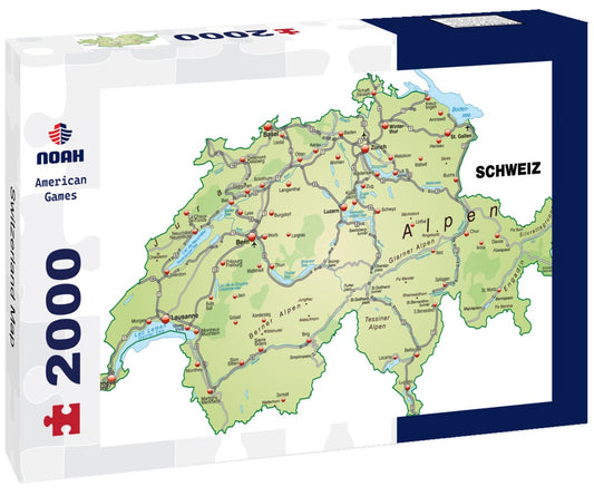 Noah Jigsaw Puzzle Switzerland Map 2000 Pieces