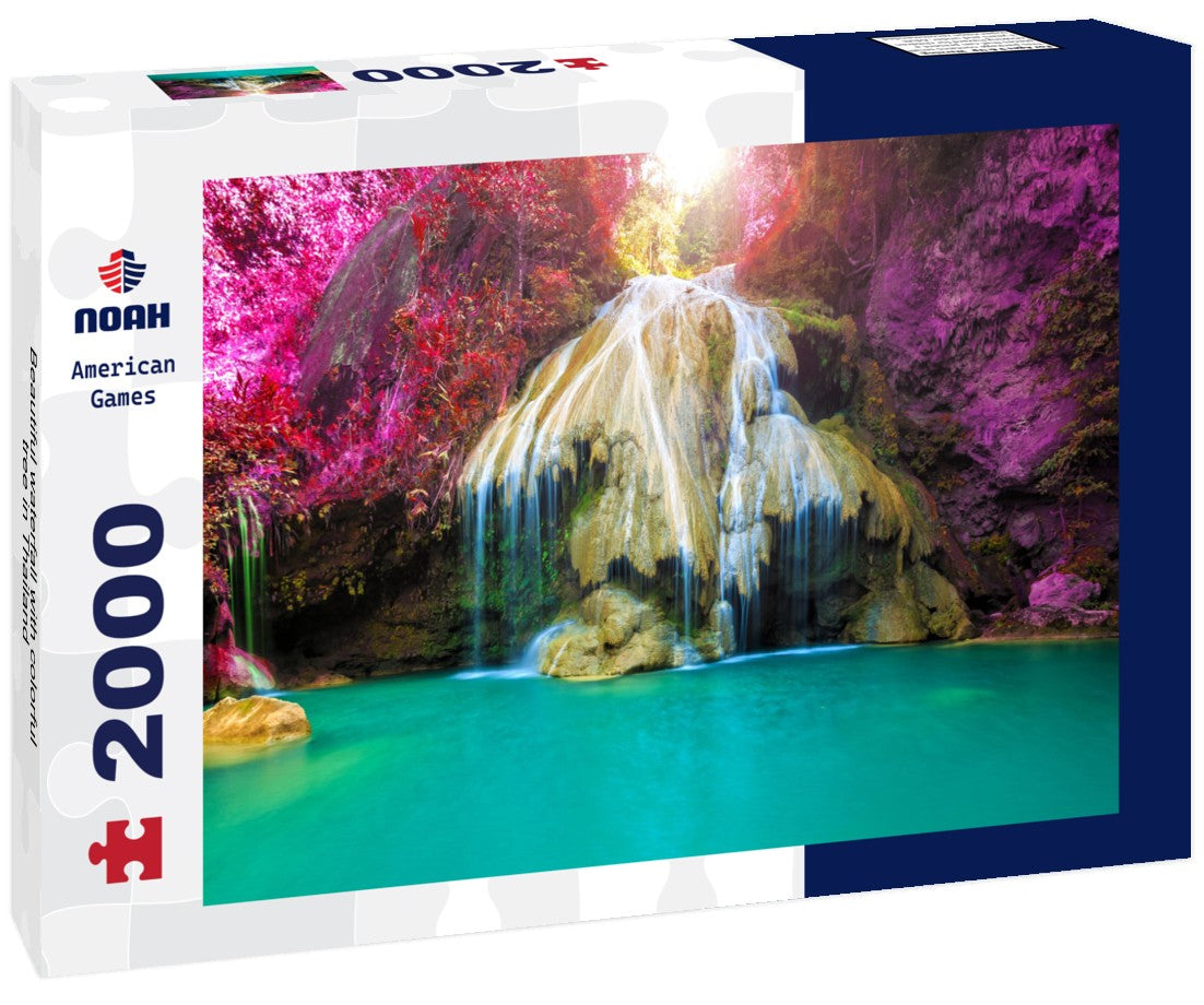 Noah Jigsaw Puzzle Beautiful waterfall with colorful tree in Thailand 2000 Pieces