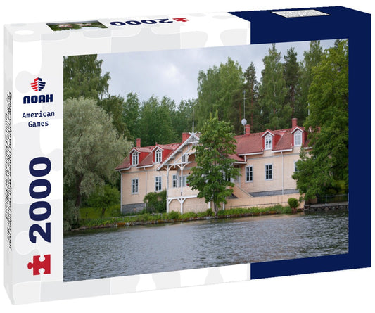 Noah Jigsaw Puzzle Beige-colored house with red tiled roof by the lake, in the evening, near the town of Heinola in Finland 2000 Pieces