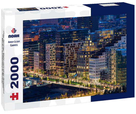 Noah Jigsaw Puzzle Oslo, Norway: Night view of an illuminated street in the business center of Oslo. Modern architecture in Norway 2000 Pieces