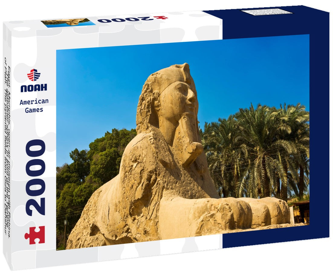 Noah Jigsaw Puzzle Egypt. Memphis - open-air museum with Rahina. The alabaster sphinx in front of the Temple of Ptah. The pyramid fields from Giza to Dahshur are on the UNESCO World Heritage List. 2000 Pieces